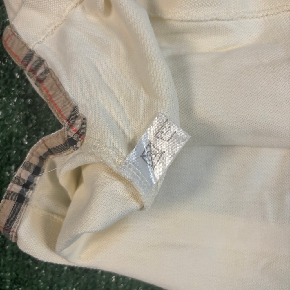 Burberrys Polo Shirt Mens L Cream Good Condition Embroidered Knight Logo - Picture 5 of 5